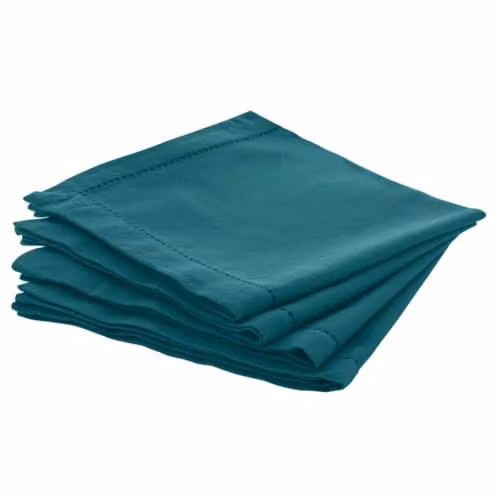 Juego de 4 servilletas de algodón Atmosphera en color azul petróleo, 40 x 40 cm