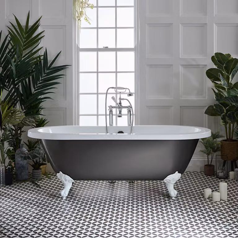 Bañera exenta ovalada de acrílico Hudson Reed en color oro o gris con An/P/Al: 178 x 82,5 x 82,5 cm