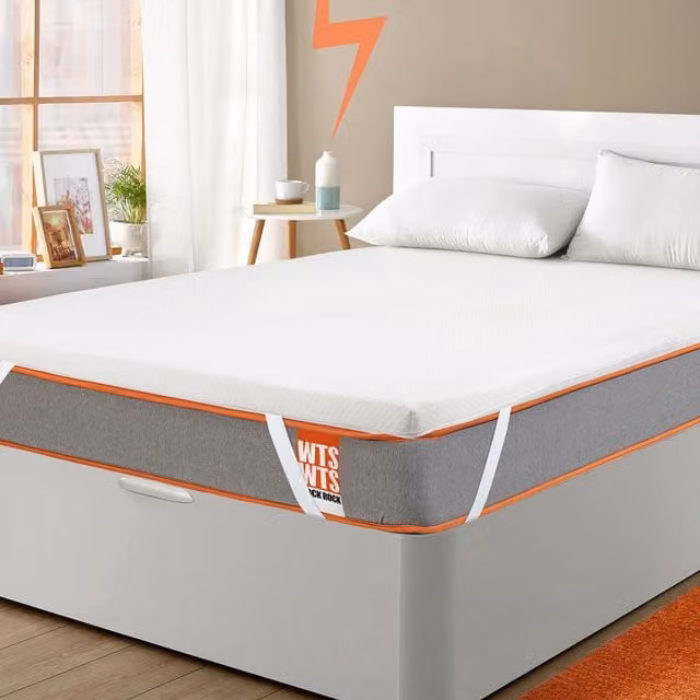 Topper de Visco con Aloe Vera What The Sleep Guitar Blanco An/P/Al: 140 x 200 x 5 cm con ajuste de 32 cm