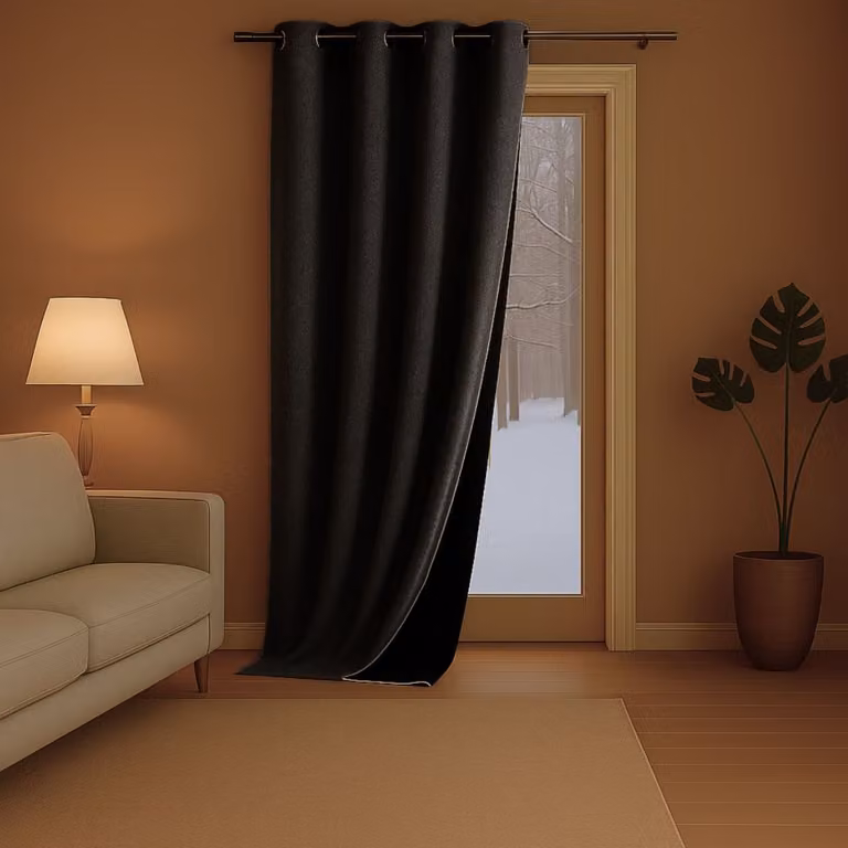 Cortina Blackout Térmica Home Maison de Color Negro con Forro Polar y Ojales