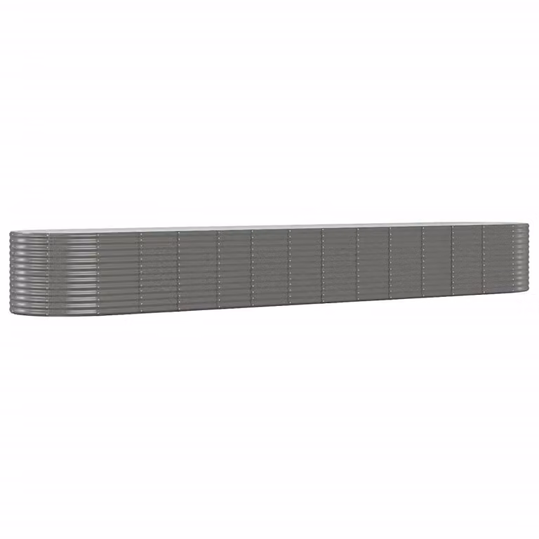 Jardinera arriate Syfax de acero con recubrimiento de polvo en color gris, An/P/Al: 554 x 100 x 68 cm