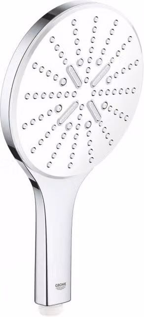 Teleducha Grohe Rainshower SmartActive 150 redonda con 3 chorros, efecto lluvia y masaje, color blanco y plata con sistema antical y ahorro de agua