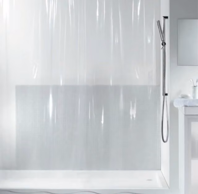 Cortina de ducha impermeable Coocheer de PEVA transparente con dobladillo con peso, An/Al: 180 x 200 cm
