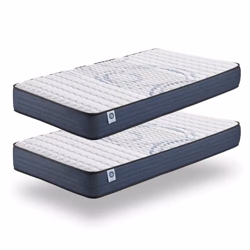 Pack de 2 colchones híbridos Naturalex Perfectsleep de espuma viscoelástica con regulación de temperatura, color blanco y azul, An/P/Al: 70 x 190 x 16 cm