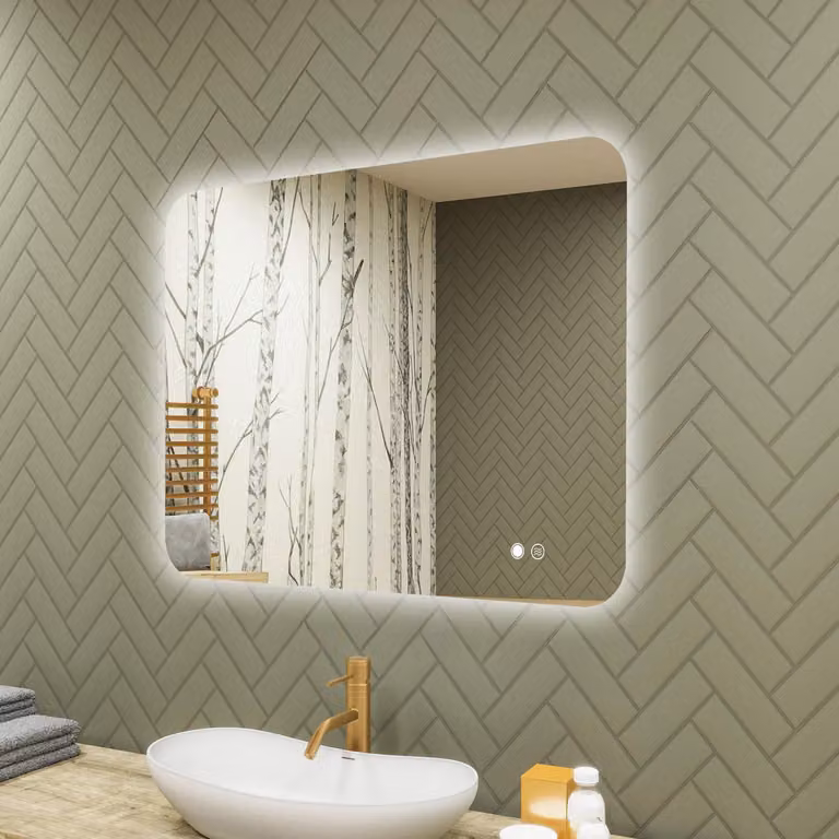 Espejo de baño Artforma con iluminación LED, sensor táctil y diseño moderno, An/Al: 60 x 60 cm
