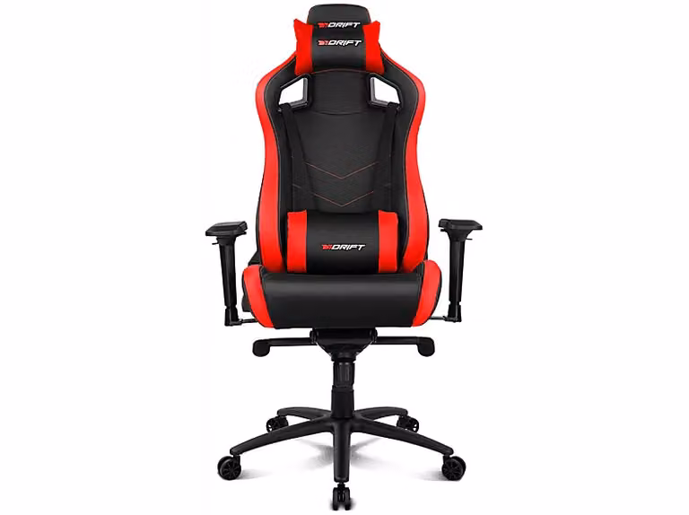 Silla gaming Drift roja y negra con reposabrazos multidireccionales y acabado en piel sintética mate