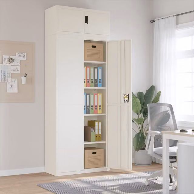 Armario archivador de acero vidaXL blanco con estantes ajustables y cerradura An/P/Al: 90 x 40 x 240 cm