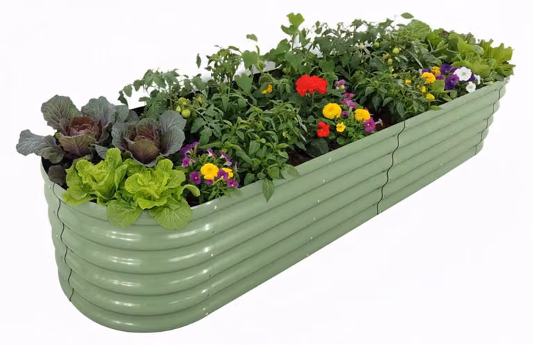 Cama de cultivo elevada semicircular Northix de acero corten para huerto de vegetales y hierbas, An/P/Al: 240 x 60 x 45 cm
