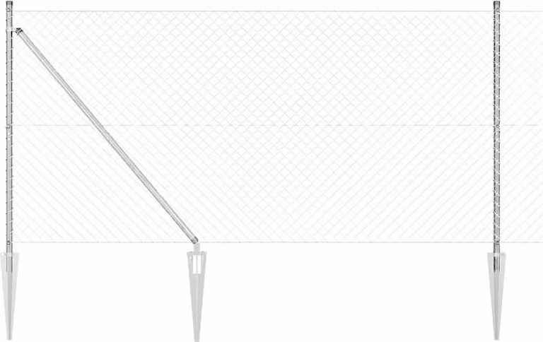 Valla de malla de eslabones Syfax de acero galvanizado plateado para instalación en suelo, An/P/Al: 140 x 1,8 x 0,4 cm