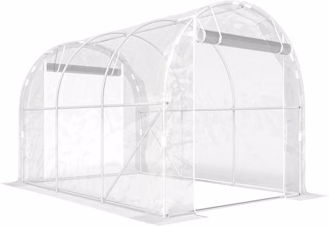 Invernadero de túnel NORTHIX con estructura de acero galvanizado y cubierta de plástico transparente para cultivo, An/P/Al: 295 x 195 x 195 cm