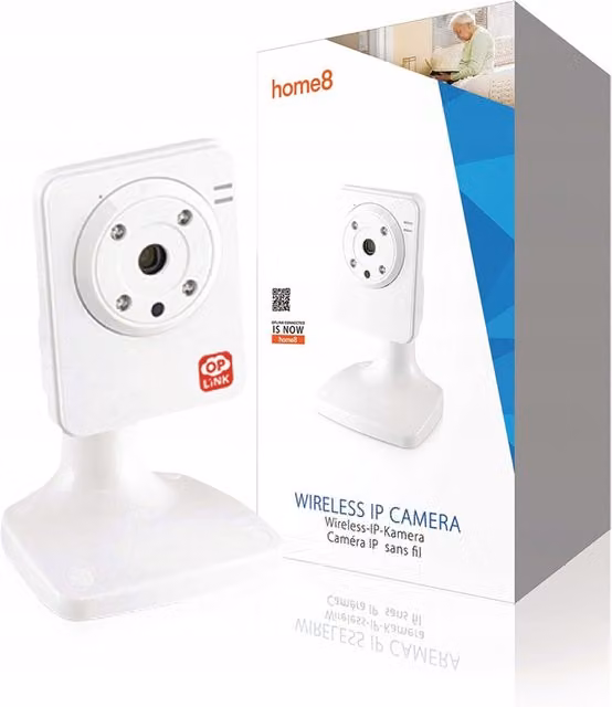 Cámara de vídeo inalámbrica HD Home8 Smart Home con visión nocturna por infrarrojos y control por aplicación en color blanco