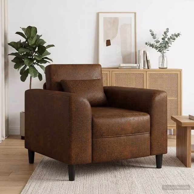 Sillón moderno de cuero sintético marrón vidaXL con reposabrazos