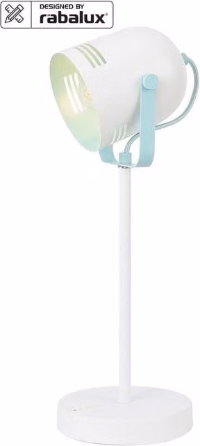 Lámpara de mesa Rabalux de metal con pantalla de campana en color blanco, modelo moderno con casquillo E14 y protección IP20, Altura: 40 cm