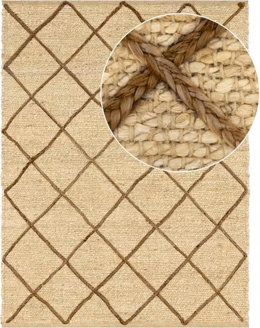 Alfombra de yute Sakira color beige con diseño de diamantes, An/P: 240 x 340 cm