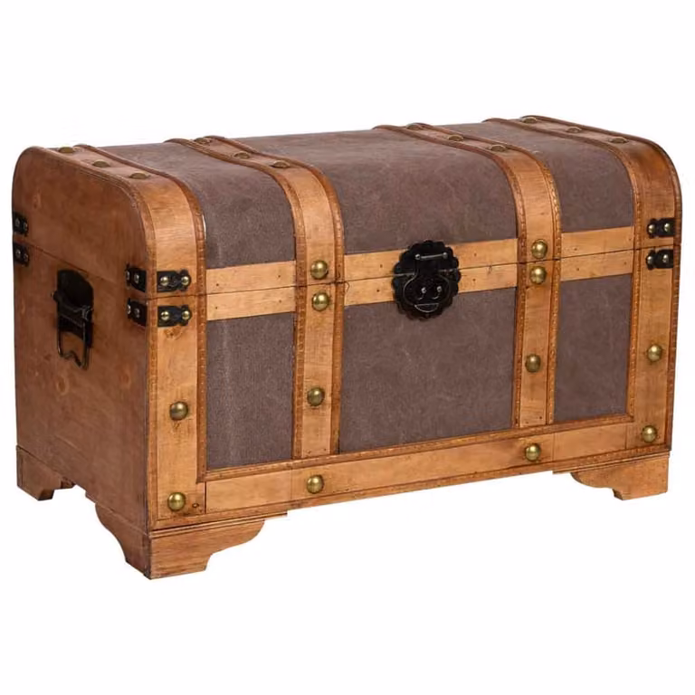 Baúl de madera y metal de estilo vintage Wanderlust deco en color marrón An/P/Al: 60 x 33 x 37 cm