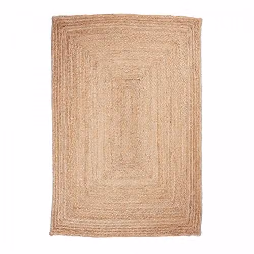 Alfombra Kilim UN AMOUR DE TAPIS rectangular de yute tejida a mano en color beige y arena, An/P: 160 x 230 cm