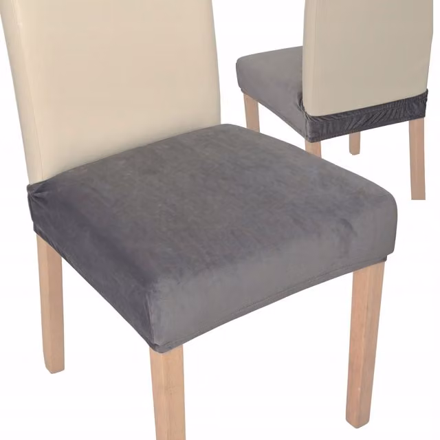 Funda de terciopelo elástica para silla de comedor Tess en color gris