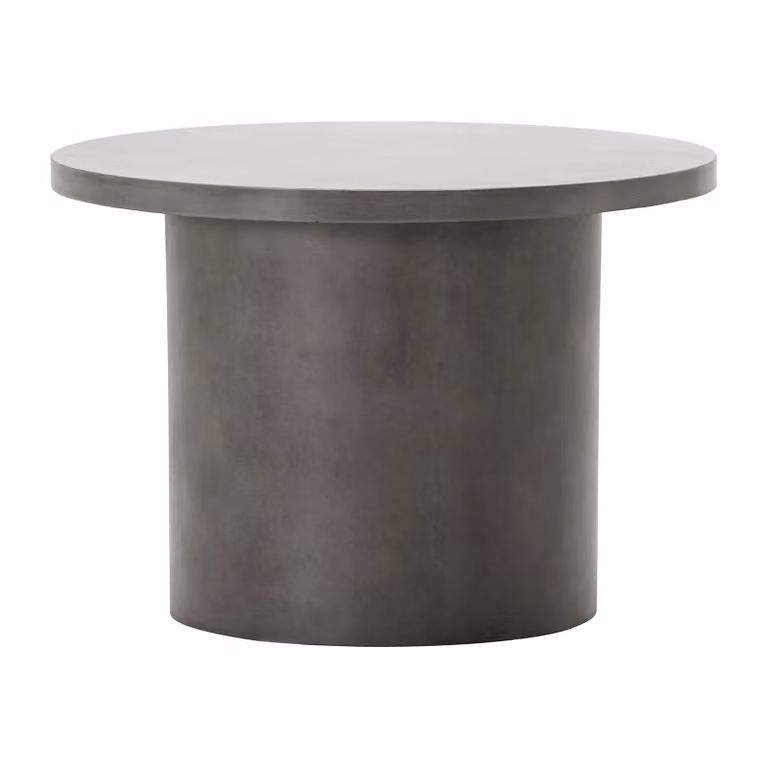Mesa auxiliar redonda House Doctor de hormigón gris con acabado mate, Diámetro: 65 cm, Altura: 45 cm