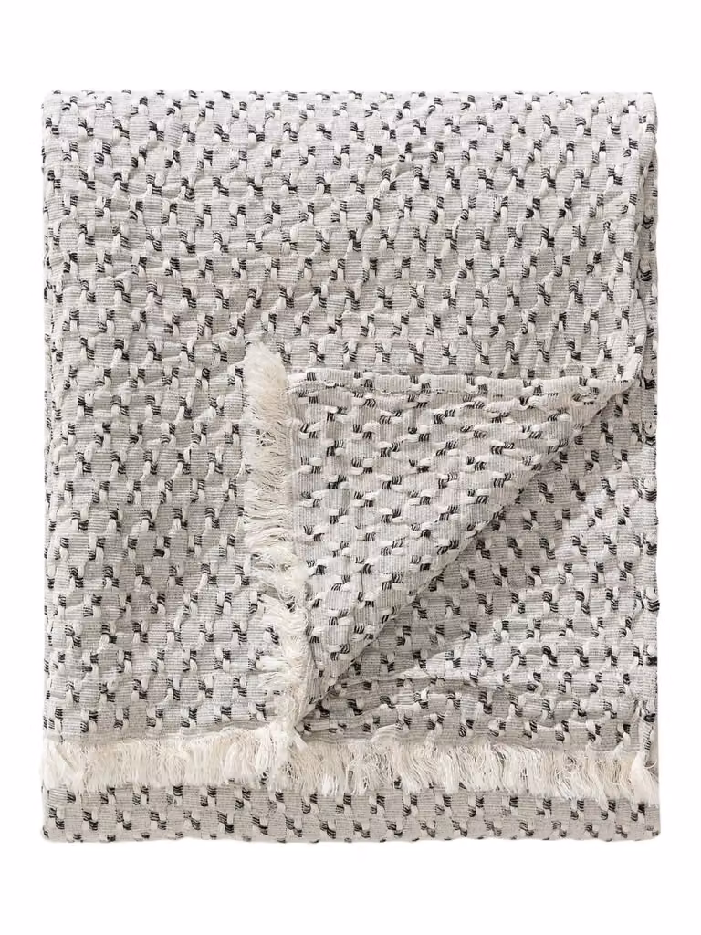 Manta de lana Benuta gris con diseño geométrico y minimalista An/P: 130 x 180 cm