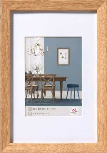 Marco de fotos rectangular de madera Walther Design, An/Al: 50 x 70 cm, color marrón, blanco o gris con cristal