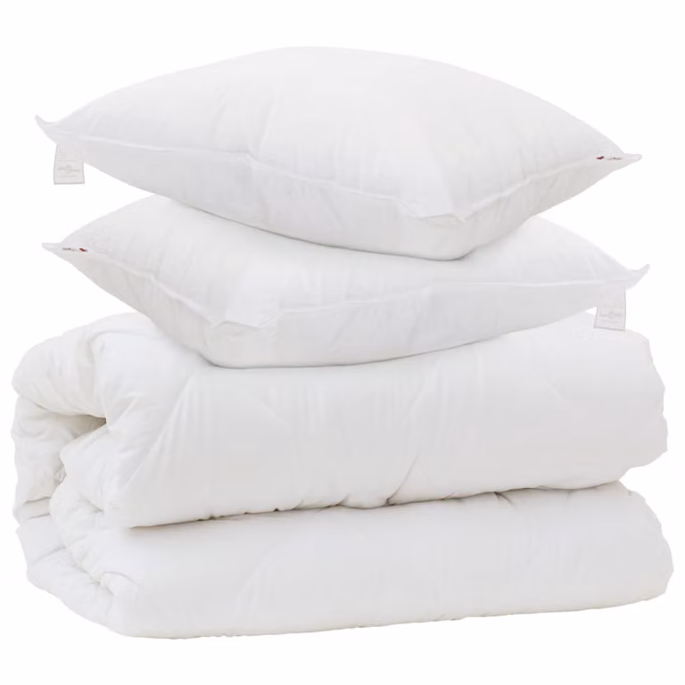 Set de 3 piezas vidaXL de Edredón y Almohadas de Microfibra y Fibra de Bambú, Blanco, Invierno