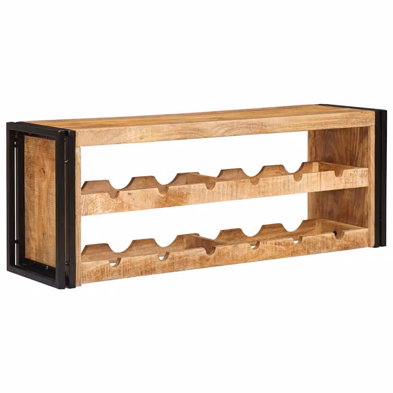 Estante de vino industrial vidaXL de madera de mango y metal en color marrón, An/P/Al: 100 x 45 x 33 cm