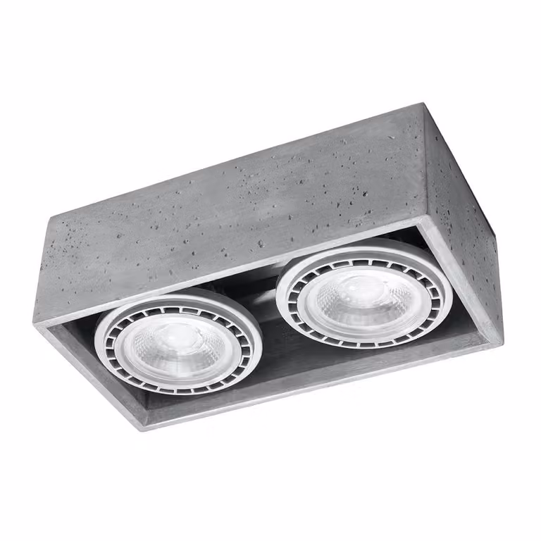 Lámpara de techo Sollux de hormigón gris con diseño de cubo ajustable para cocina, baño o pasillo, Altura: 9 cm, Ancho: 14 cm, Profundidad: 14 cm