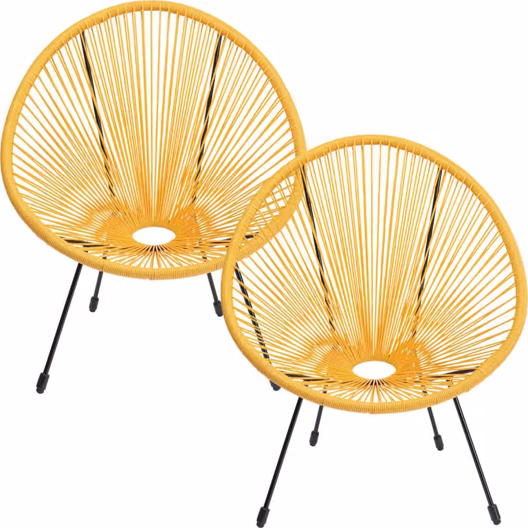 Set de 2 sillones Acapulco Kare Design en color amarillo para exterior con estructura de acero y textilene