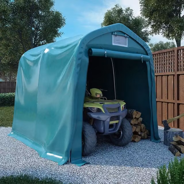 Carpa garaje de almacenamiento vidaXL en PVC y acero galvanizado verde, An/P/Al: 240 x 240 x 240 cm