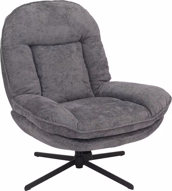 Sillón de relax giratorio Mendler HWC-P32 en color gris con estructura de metal y tapizado de tela