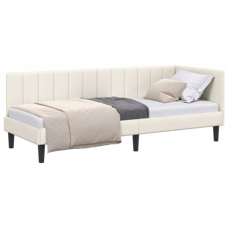 Estructura de cama de esquina vidaXL tapizada en terciopelo beige An/P: 80 x 200 cm