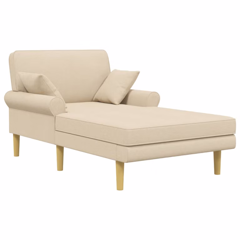 Chaise longue moderna vidaXL en color beige con tela y cojines incluidos