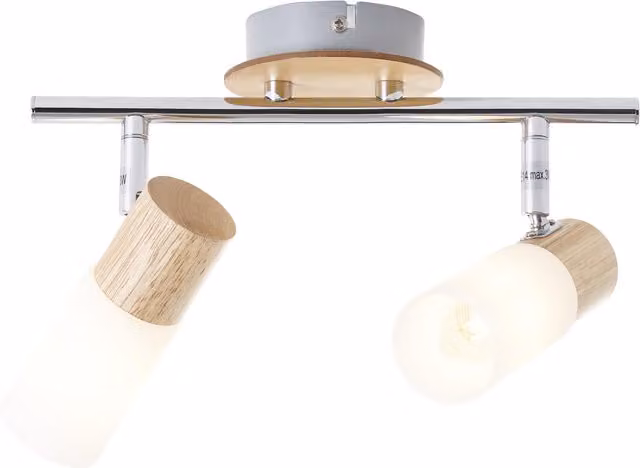 Foco empotrado para techo Brilliant Babsan en metal y madera color marrón y blanco con cabezales orientables y casquillo E14
