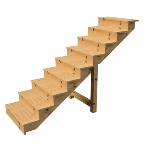 Escalera exterior de madera Vinuovo de 9 peldaños con estilo rústico, An: 80 cm, P: 29 cm, Al: 156 cm