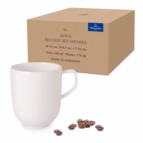 Taza con asa Afina de Villeroy & Boch en porcelana blanca de 300 ml