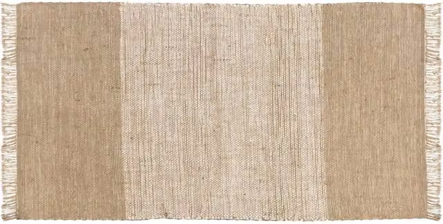 Alfombra decorativa Future Home de yute y algodón con flecos, diseño retro a rayas en beige y blanco, rectangular, An/P/Al: 120 x 60 x 1 cm
