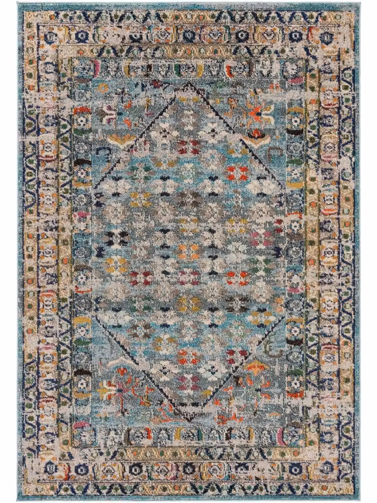 Alfombra azul patchwork de Benuta, diseño rectangular de polipropileno, An/P: 160 x 230 cm