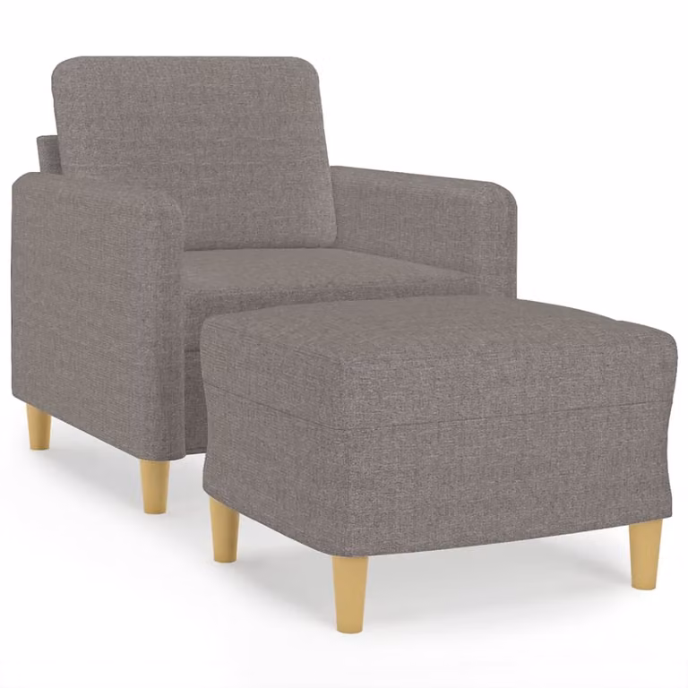 Sillón relax con taburete vidaXL en tela gris taupe para salón