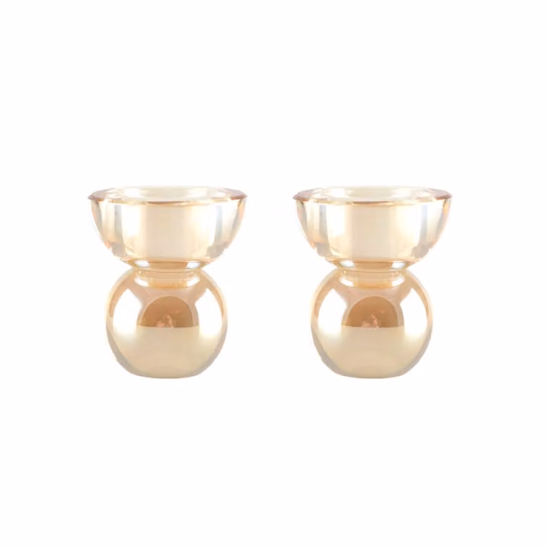 Set de 2 portavelas de cristal Aulica para tealight en color ámbar, An/P/Al: 7,5 x 7,5 x 8,5 cm