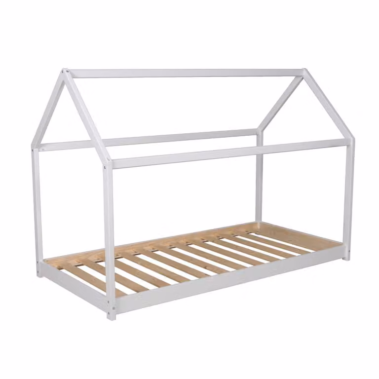 Cama cabaña Weber Industries para niños en color blanco y negro con estructura de madera y metal de 90 x 190 cm