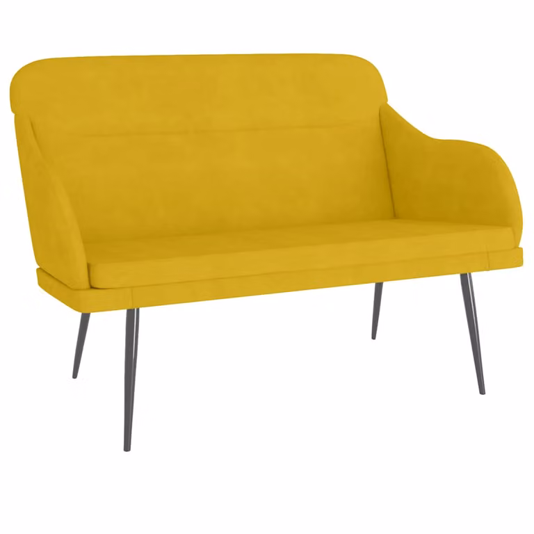 vidaXL Banco de terciopelo amarillo con reposabrazos y estructura metálica An/P/Al: 110 x 76 x 80 cm