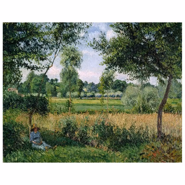 Cuadro reproducción de pintura Luz de la Mañana en Eragny de Camille Pissarro por Legendarte, multicolor, An/P/Al: 80 x 60 cm