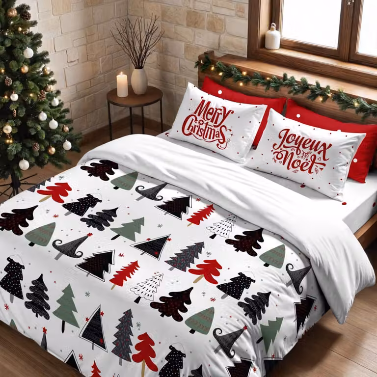 Funda nórdica de Navidad Decolores Home multicolor en poliéster, An/P/Al: 155 x 220 cm