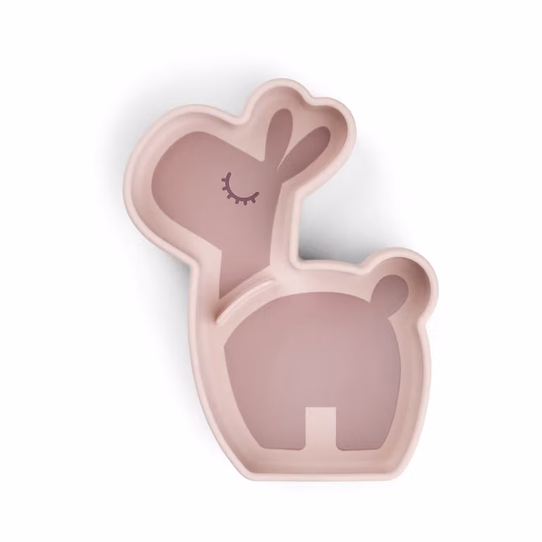 Plato infantil de silicona Done by deer Lalee Stick&Stay con ventosa, color rosa, An/P: 13,5 x 18 cm
