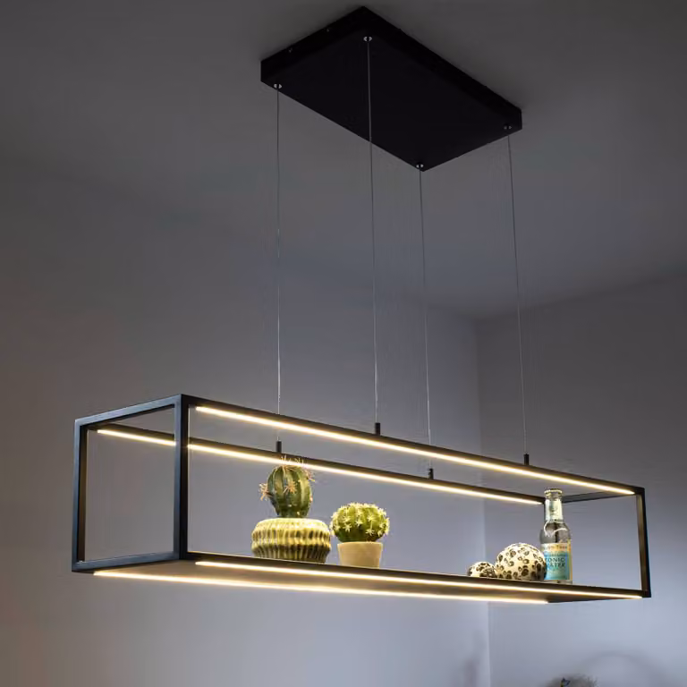 Lámpara colgante LED Conni de Paul Neuhaus en color negro, diseño moderno de metal atenuable para salón o comedor