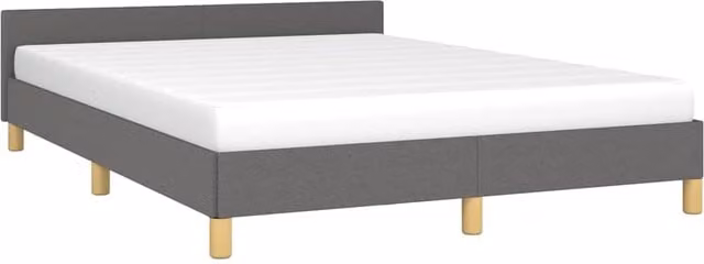Estructura de cama tapizada SYFAX en color gris con dimensiones de 140 x 200 cm