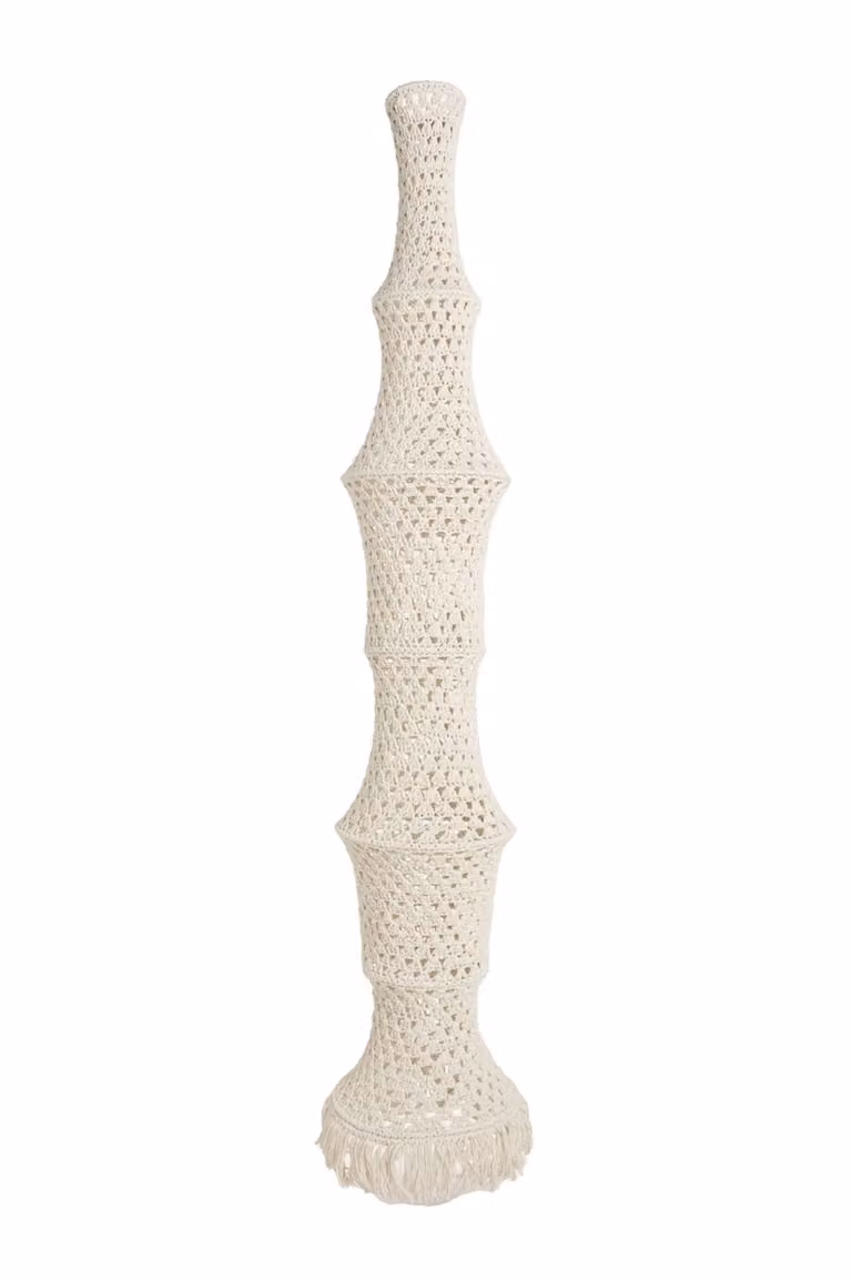 Pantalla para lámpara de techo boho Calma House en color beige y blanco de textil y metal An/P/Al: 30 x 180 cm