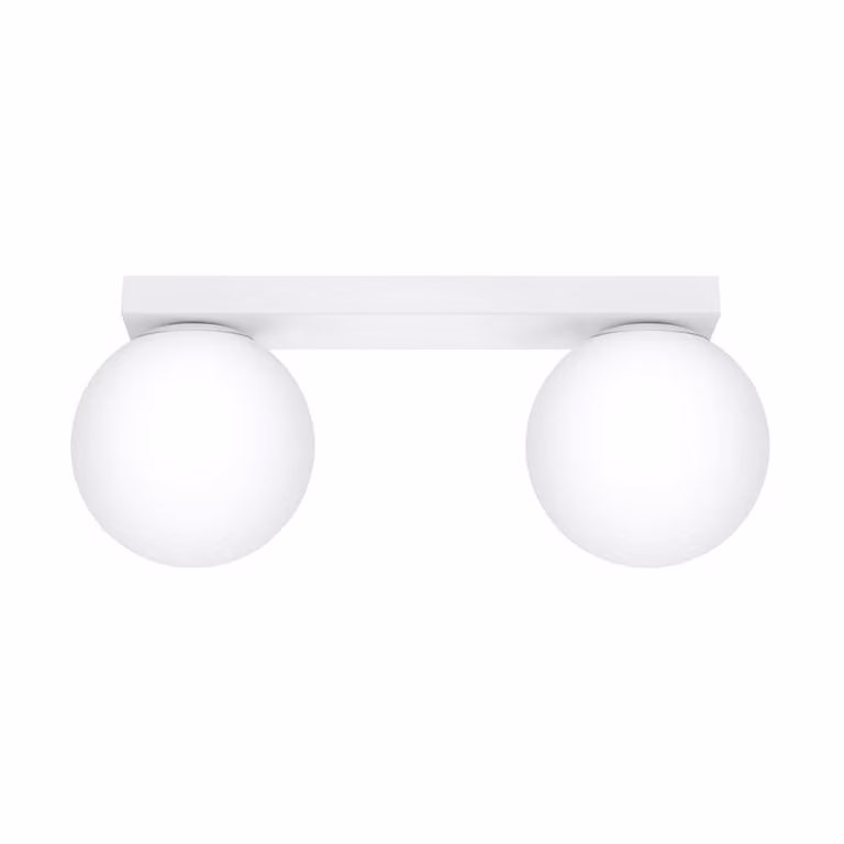 Lámpara de techo moderna Sollux Lighting en color blanco de metal y cristal, Altura: 15 cm