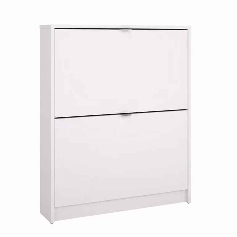 Zapatero Adaja de Wellhome Furniture con 2 puertas abatibles en madera color blanco An/P/Al: 70,3 x 16,55 x 85,2 cm