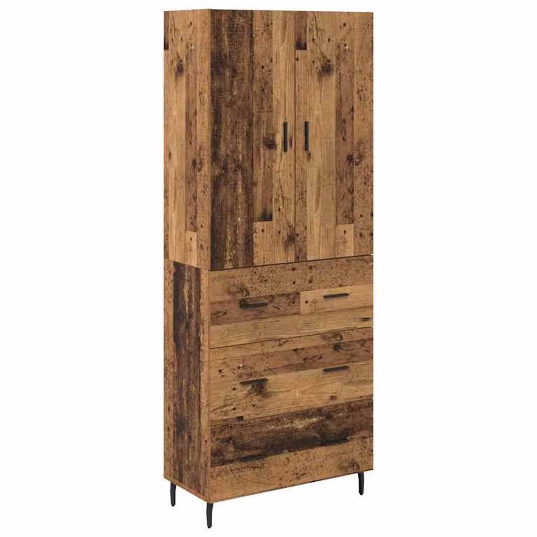 Set de 2 aparadores altos vidaXL de estilo moderno en color marrón con acabado de madera envejida, An/P/Al: 69,5 x 34 x 180 cm